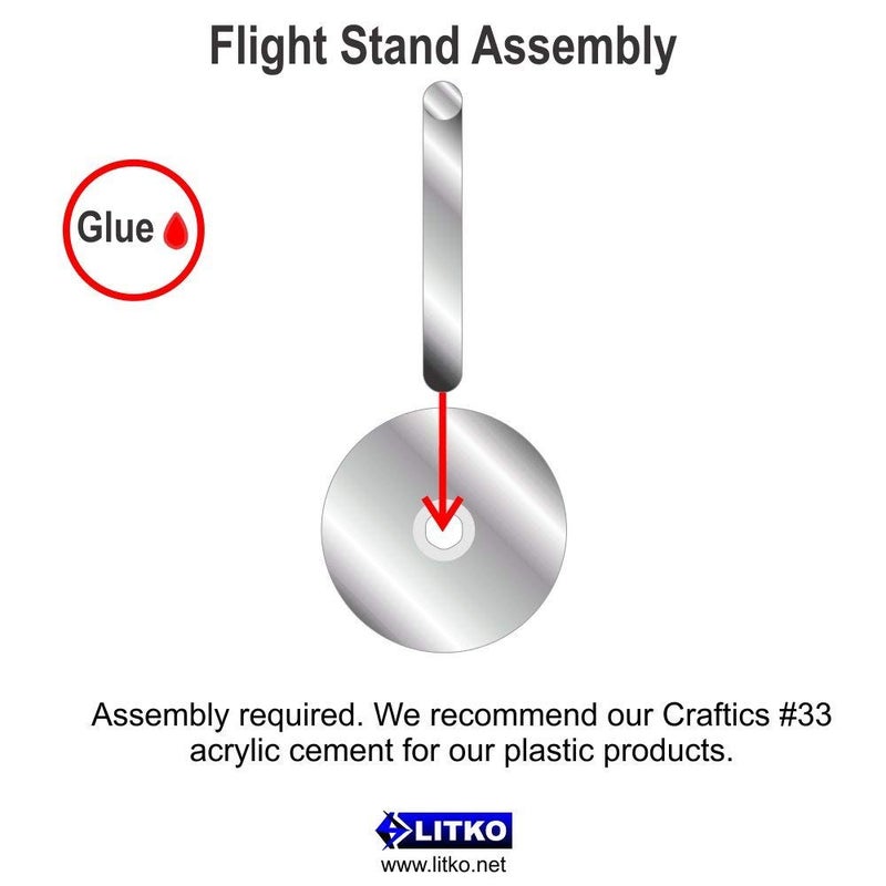 LITKO Acrylic Flight Stands | Round | 3mm Clear Circular Flight Base with Peg (20mm) - Image 2